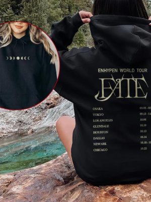 Enhypen Kpop Shirt World Tour Fate 2023 Tee Double Side Engene Hoodie Vintage Retro Merch Unisex Bootleg Sweatshirt Unique revetee 5