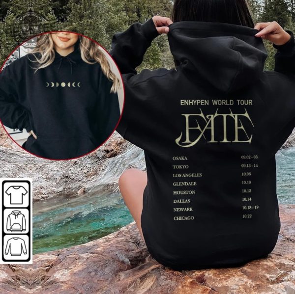 Enhypen Kpop Shirt World Tour Fate 2023 Tee Double Side Engene Hoodie Vintage Retro Merch Unisex Bootleg Sweatshirt Unique revetee 5