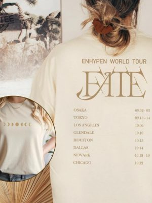 Enhypen Kpop Shirt World Tour Fate 2023 Tee Double Side Engene Hoodie Vintage Retro Merch Unisex Bootleg Sweatshirt Unique revetee 8