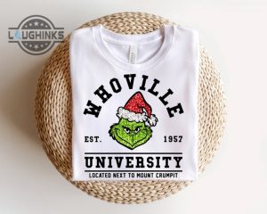 whoville university sweatshirt tshirt hoodie faux sequin glitter the grinch stole christmas shirts grinch face whoville est 1957 merry grinchmas grinch my day laughinks 1