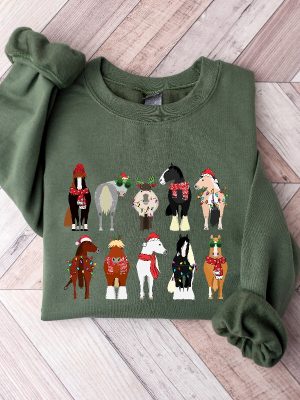 Horse Lover Animal Christmas Shirt Christmas Farm Animals T Shirt Funny Horse Christmas Hoodie Horses In A Row Tee Xmas Gift For Horse Mom Unique revetee 3