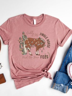 Cowboy Christmas Sweatshirt Giddy Up Jingle Horse Pick Up Your Feet Howdy Country Christmas Gift T Shirt Xmas Horse Cowgirl Tshirt Bag Unique revetee 2