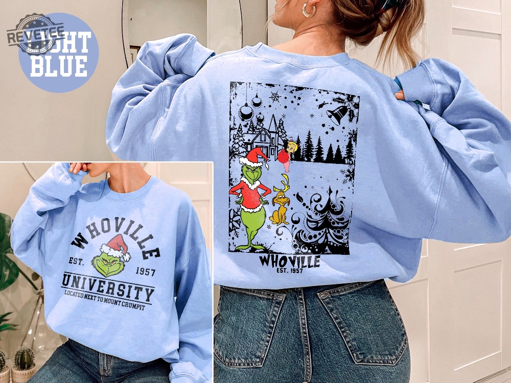 Christmas Whoville University Est 1957 Sweatshirt Retro Grinch Christmas Sweatshirt Merry Grinchmas Sweatshirt Christmas Sweatshirt Unique