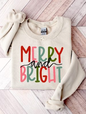 Merry And Bright Sweatshirt Christmas Sweatshirt Family Christmas Sweatshirt Christmas Sweatshirts For Women Merry Christmas Sweatshirt Unique revetee 3