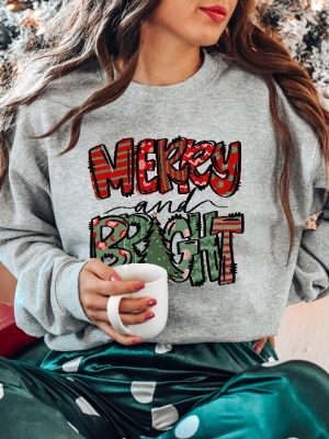 Merry And Bright Sweatshirt Christmas Sweatshirt Family Christmas Sweatshirt Christmas Sweatshirts For Women Merry Christmas Sweatshirt Unique revetee 2 1