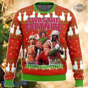 fortnite ugly christmas sweater all over printed new fortnite season twas night before christmas xmas artificial wool sweatshirt perfect gift for mens womens laughinks 1