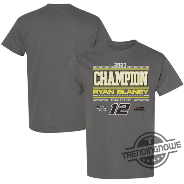Ryan Blaney Championship Shirt Team Penske Gray Ryan Blaney 2023 NASCAR Cup Series Champion Pit Road T Shirt trendingnowe.com 1