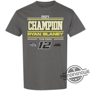 Ryan Blaney Championship Shirt Team Penske Gray Ryan Blaney 2023 NASCAR Cup Series Champion Pit Road T Shirt trendingnowe.com 2