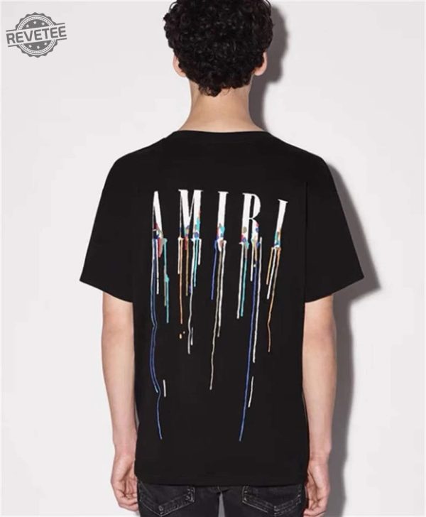 Amiri T Shirt Amiri Pain Color T Shirt Designers T Shirt Amiri Unisex Shirt Amiri Flowing Colorful Letter Print Shirt Y2k Shirt Punk Clothes revetee 2