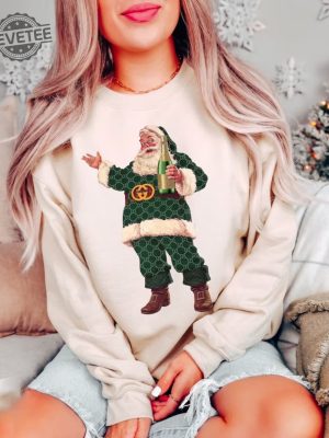 Luxe Santa Crewneck Retro Christmas Santa Champagne Santa Sweatshirt Trendy Santa Sweater Fashion Santa Gift For Her revetee 2