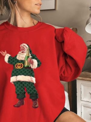 Luxe Santa Crewneck Retro Christmas Santa Champagne Santa Sweatshirt Trendy Santa Sweater Fashion Santa Gift For Her revetee 3