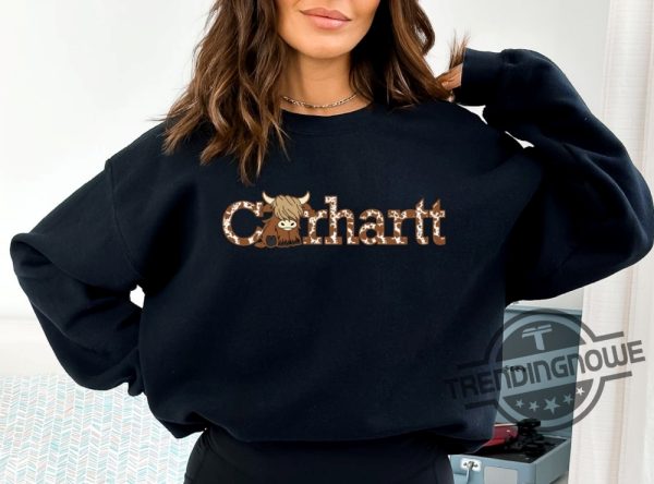 Carhartt T Shirt Highland Cow Sweatshirt Highland Cow Crewneck Western Sweatshirt Cute Cow Shirt Carhartt Shirt Carhartt Wip Shirt trendingnowe.com 2
