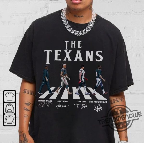 Texans Walking Abbey Road Signatures Shirt DeMeco Ryans CJ Stroud Tank Dell Will Anderson Jr Shirt Houston Vintage T Shirt trendingnowe.com 1