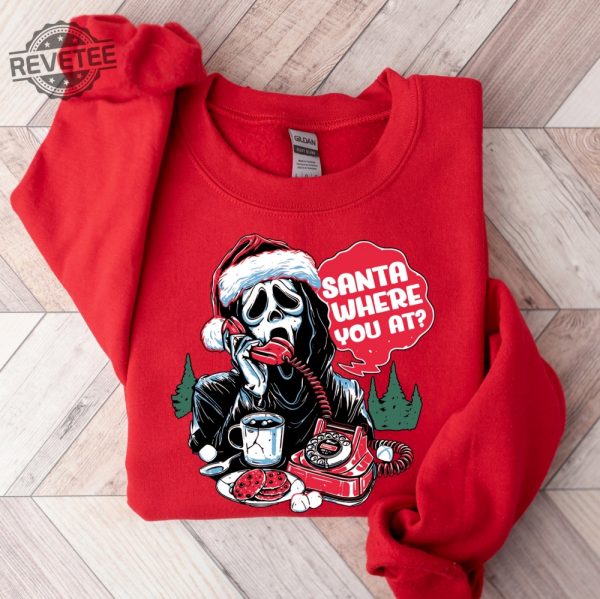 Retro Santa Where U At Funny Sweatshirt Vintage Santa Sweatshirt Retro Scream Santa Shirt Holiday Clothing Women Gift For Woman revetee 4