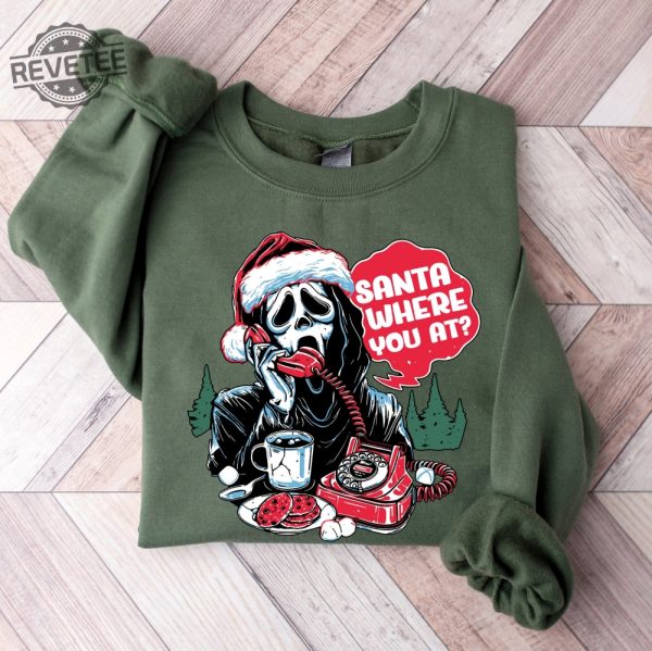 Retro Santa Where U At Funny Sweatshirt Vintage Santa Sweatshirt Retro Scream Santa Shirt Holiday Clothing Women Gift For Woman revetee 5