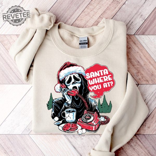 Retro Santa Where U At Funny Sweatshirt Vintage Santa Sweatshirt Retro Scream Santa Shirt Holiday Clothing Women Gift For Woman revetee 7