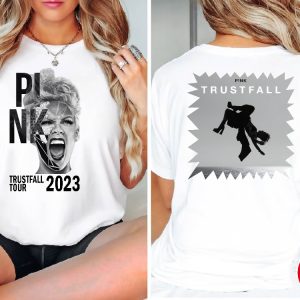 Pink Trustfall Tour 2023 Trustfall Album Tee Pink Singer Tour Music Festival Shirt Concert Apparel Tour Tshirt Pink Music revetee 2