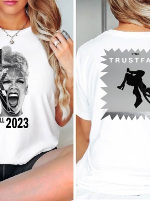 Pink Trustfall Tour 2023 Trustfall Album Tee Pink Singer Tour Music Festival Shirt Concert Apparel Tour Tshirt Pink Music revetee 2