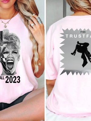 Pink Trustfall Tour 2023 Trustfall Album Tee Pink Singer Tour Music Festival Shirt Concert Apparel Tour Tshirt Pink Music revetee 3