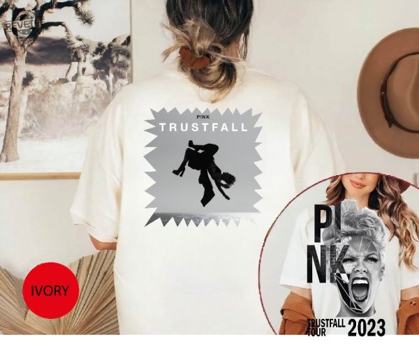 Pink Trustfall Tour 2023 Trustfall Album Tee Pink Singer Tour Music Festival Shirt Concert Apparel Tour Tshirt Pink Music revetee 4