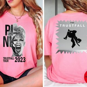 Pink Trustfall Tour 2023 Trustfall Album Tee Pink Singer Tour Music Festival Shirt Concert Apparel Tour Tshirt Pink Music revetee 5