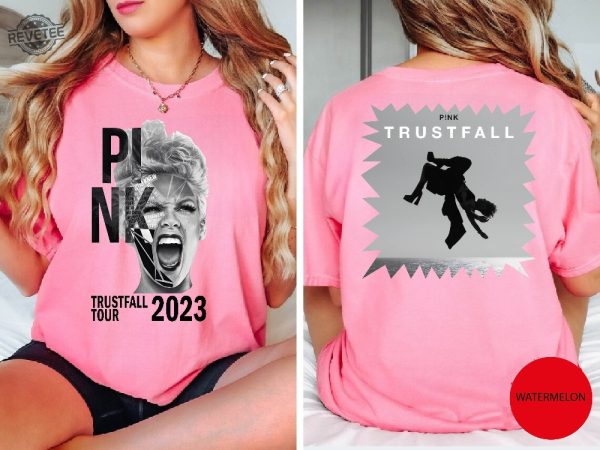 Pink Trustfall Tour 2023 Trustfall Album Tee Pink Singer Tour Music Festival Shirt Concert Apparel Tour Tshirt Pink Music revetee 5