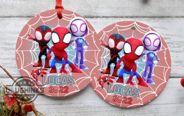 spiderman christmas ornament custom name and year spider man ornament spiderman 2023 xmas tree decoration spidey and his amazing friends superhero laughinks 1