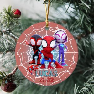 spiderman christmas ornament custom name and year spider man ornament spiderman 2023 xmas tree decoration spidey and his amazing friends superhero laughinks 2