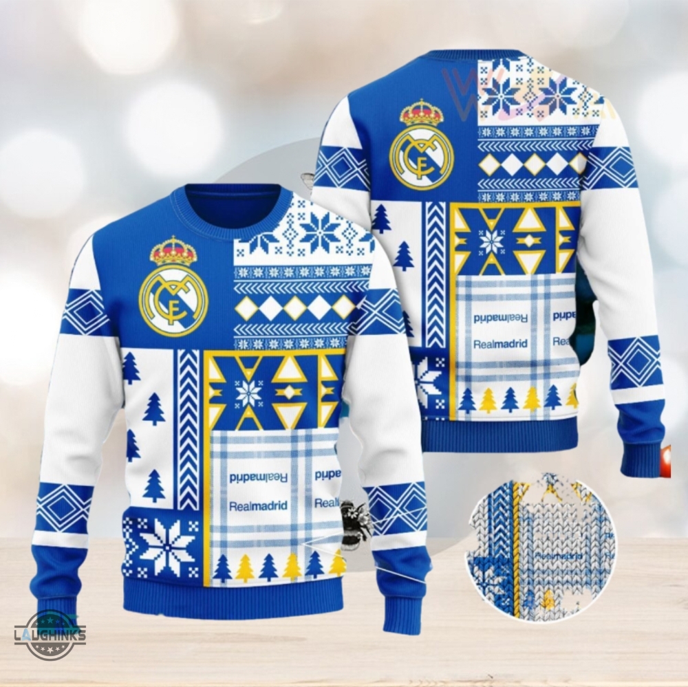 Real Madrid Christmas Sweater All Over Printed Madrid Cf Soccer Artificial Wool Sweatshirt 3D Ugly Xmas Real Madrid Fc Gift Champions Shirts Laliga