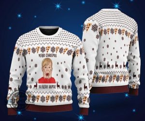 home alone christmas sweater all over printed merry christmas movie ya filthy animal artificial wool sweatshirt macaulay culkin kevin faux knitted ugly sweater laughinks 1