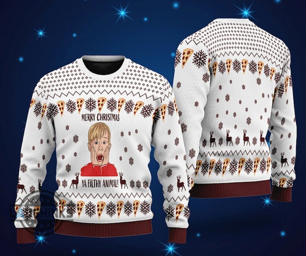 Home Alone Christmas Sweater All Over Printed Merry Christmas Movie Ya Filthy Animal Artificial Wool Sweatshirt Macaulay Culkin Kevin Faux Knitted Ugly Sweater