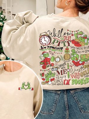 My Day I Am Booked Sweatshirt Funny Christmas Double Side Crewneck Wallow In Self Pity Shirt Holiday Xmas Hoodie Woman Christmas Gift Unique revetee 5