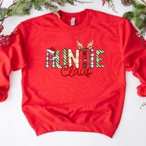 Auntie Claus Sweatshirt Christmas Auntie Claus Crewneck Xmas Gift For Auntie Xmas Shirt Family Claus Tee Unique revetee 5