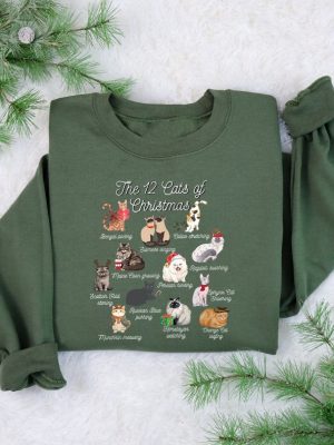 The 12 Cats Of Christmas Sweatshirt Cute Christmas Cats Shirt Christmas Cat Mom Shirt Xmas Cats Cat Lover Christmas Sweater Cat Owner Gift Unique revetee 2