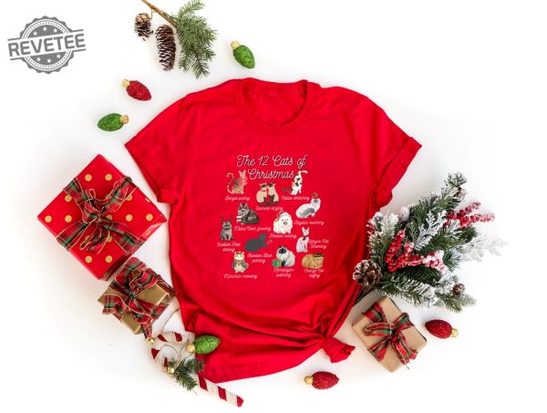 The 12 Cats Of Christmas Sweatshirt Cute Christmas Cats Shirt Christmas Cat Mom Shirt Xmas Cats Cat Lover Christmas Sweater Cat Owner Gift Unique revetee 5