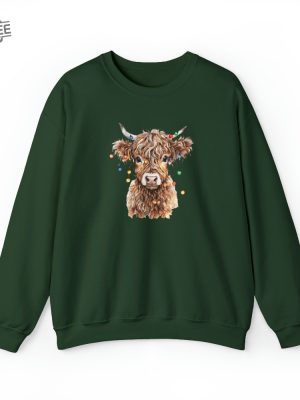 Highland Cow Christmas Sweatshirt Cow Christmas Sweater Western Cow Sweatshirt Highland Cow Gift For Her Cow Christmas Gift Unique revetee 2