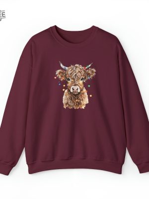 Highland Cow Christmas Sweatshirt Cow Christmas Sweater Western Cow Sweatshirt Highland Cow Gift For Her Cow Christmas Gift Unique revetee 5