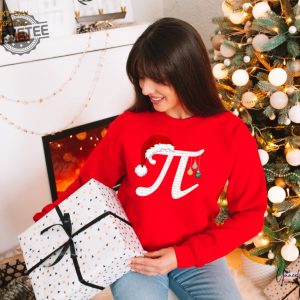 Pi Christmas Fun Sweatshirt Math Lover Sweatshirt Math Teacher Xmas Gift Math Student Holiday Gift Xmas Ugly Sweater Pi In Santa Hat Unique revetee 2