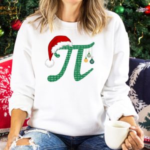 Pi Christmas Fun Sweatshirt Math Lover Sweatshirt Math Teacher Xmas Gift Math Student Holiday Gift Xmas Ugly Sweater Pi In Santa Hat Unique revetee 4