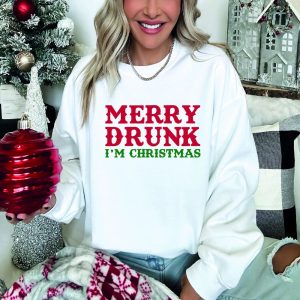 Merry Drunk Im Christmas Sweatshirt Christmas Drinking Team Hoodie Funny Christmas Sweatshirts Alcoholic Sweaters Christmas Drinking Unique revetee 3