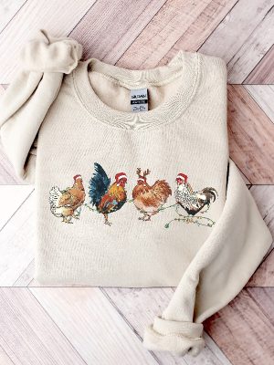 Chicken Christmas Sweatshirt Funny Chicken Sweater Funny Animal Shirt Cute Farmer Sweater Christmas Country Shirts Farm Gift For Women Unique revetee 2