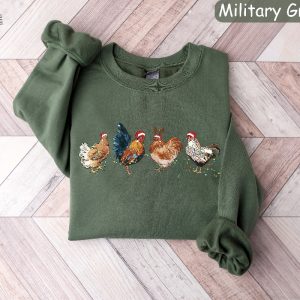 Chicken Christmas Sweatshirt Funny Chicken Sweater Funny Animal Shirt Cute Farmer Sweater Christmas Country Shirts Farm Gift For Women Unique revetee 3