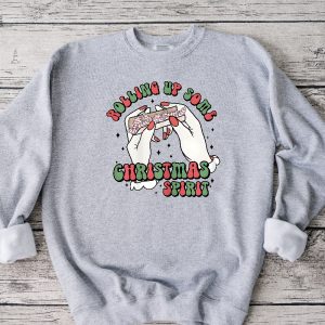 Rolling Up Some Christmas Spirit Sweatshirt Skeleton Hand Sweatshirt Christmas Sweatshirt Funny Christmas Sweatshirt Christmas Cake Shirt Unique revetee 3