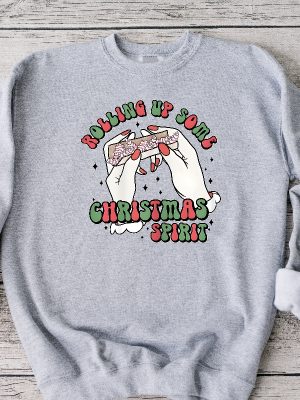 Rolling Up Some Christmas Spirit Sweatshirt Skeleton Hand Sweatshirt Christmas Sweatshirt Funny Christmas Sweatshirt Christmas Cake Shirt Unique revetee 3