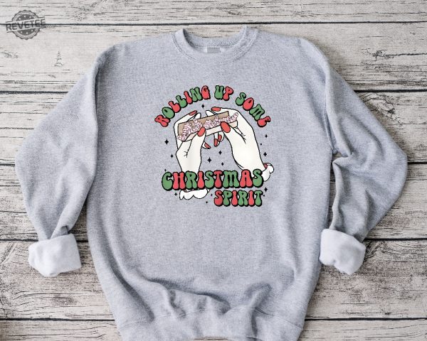 Rolling Up Some Christmas Spirit Sweatshirt Skeleton Hand Sweatshirt Christmas Sweatshirt Funny Christmas Sweatshirt Christmas Cake Shirt Unique revetee 3