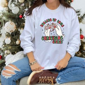 Rolling Up Some Christmas Spirit Sweatshirt Skeleton Hand Sweatshirt Christmas Sweatshirt Funny Christmas Sweatshirt Christmas Cake Shirt Unique revetee 4