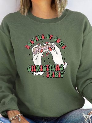 Rolling Up Some Christmas Spirit Sweatshirt Skeleton Hand Sweatshirt Christmas Sweatshirt Funny Christmas Sweatshirt Christmas Cake Shirt Unique revetee 5