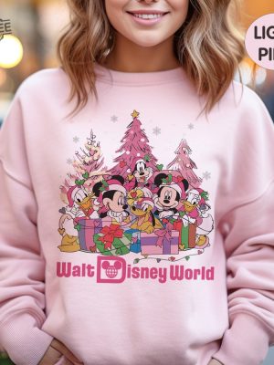 Vintage Walt Disney World Christmas Sweatshirt Mickeys Very Merry Christmas Sweatshirt Pink Christmas Tree Shirt Disney Family Christmas Unique revetee 6