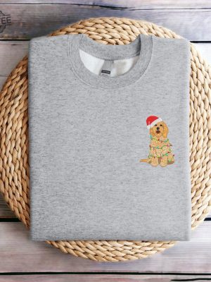 Embroidered Christmas Dog Sweatshirt Goldendoodle Dog Christmas Sweatshirt Women Christmas Sweatshirt Crewneck Ugly Xmas Sweater Shirt Unique revetee 2