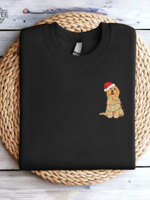 Embroidered Christmas Dog Sweatshirt Goldendoodle Dog Christmas Sweatshirt Women Christmas Sweatshirt Crewneck Ugly Xmas Sweater Shirt Unique revetee 3